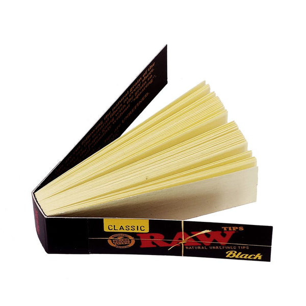 RAW Black Filter Tips Unperforated — Rolling Paper Roaches