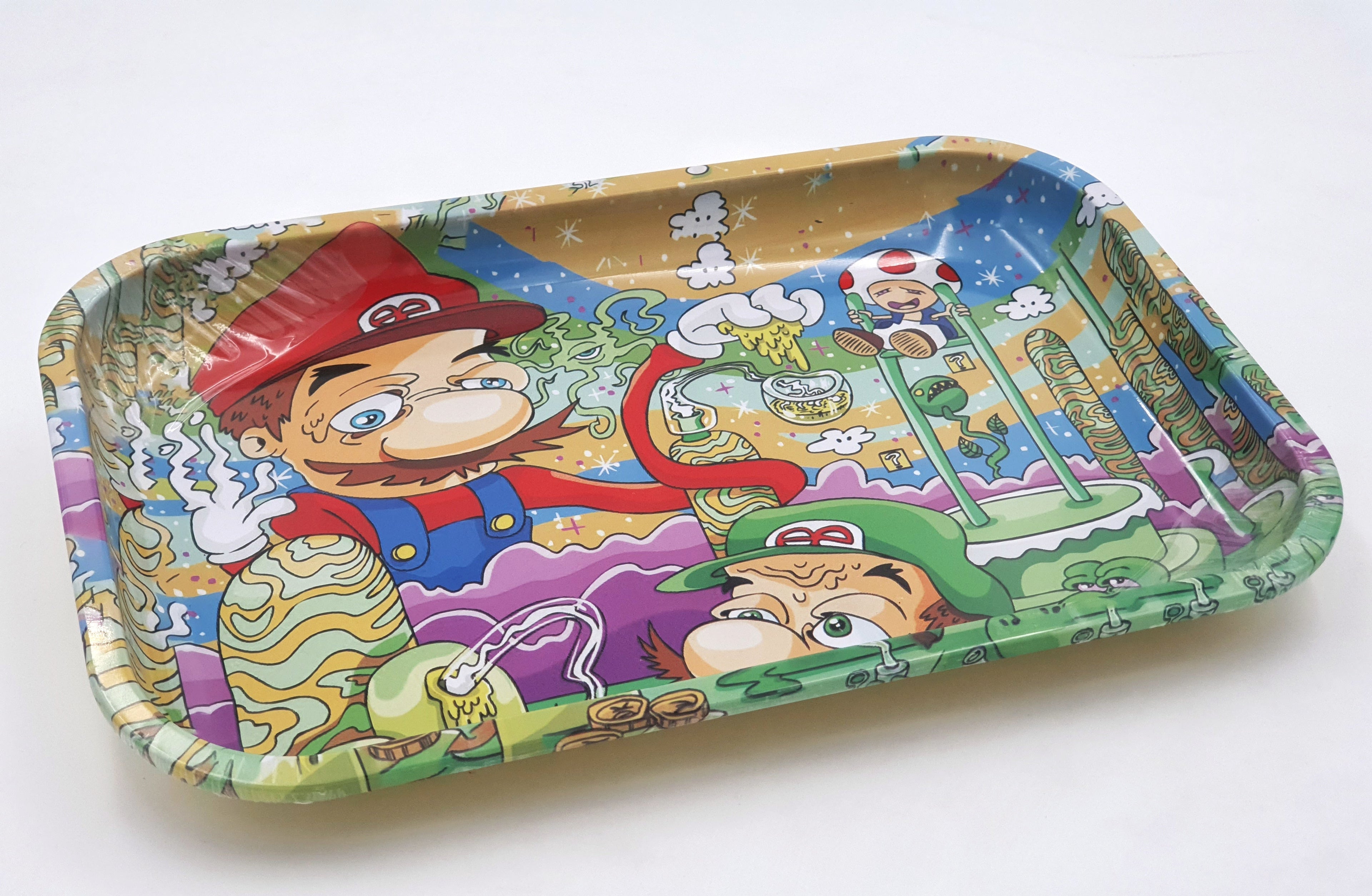 Animated Colourful Artwork Large Metal Rolling Tray - Royal Mist Nairobi
