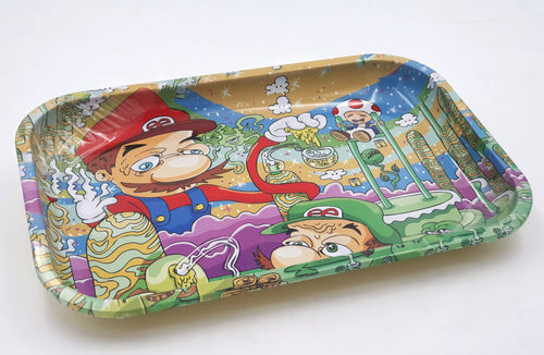 Animated Colourful Artwork Large Metal Rolling Tray - Royal Mist Nairobi