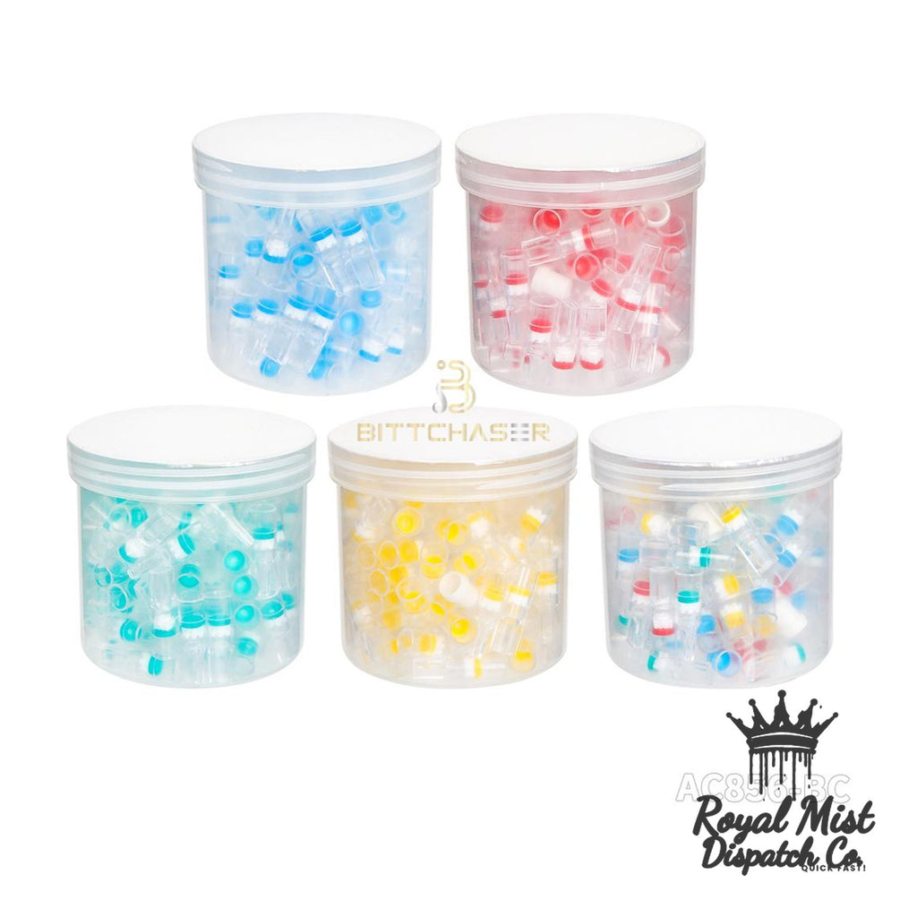 Disposable transparent smoking filter cartridge close up — Royal Mist Smoke Shop