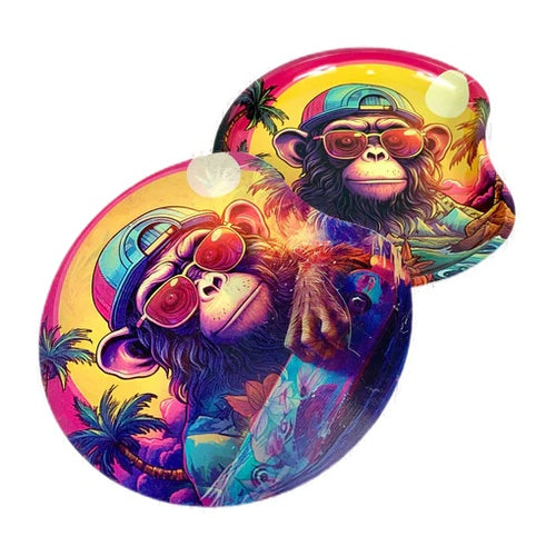 3D Holographic Monkey Vibes Rolling Tray with Magnetic Lid - Royal Mist Nairobi