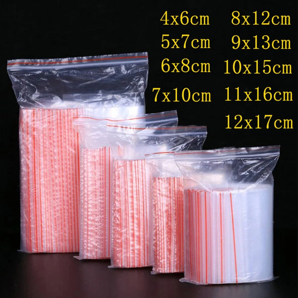 Clear Resealable Food-Grade Storage Bags – 100pcs Bundle