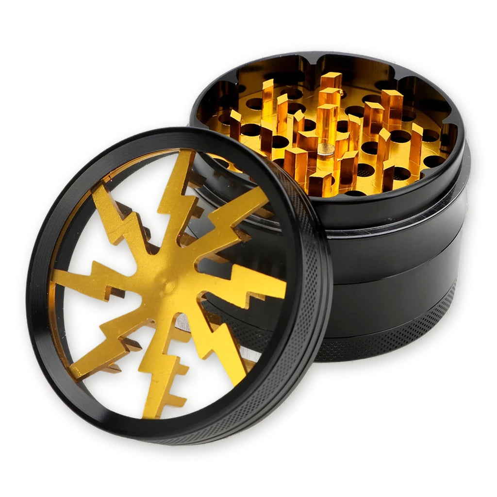Lightning Gold 63mm 4-Part Alloy Herb Grinder — Buy in Nairobi | Royal Mist