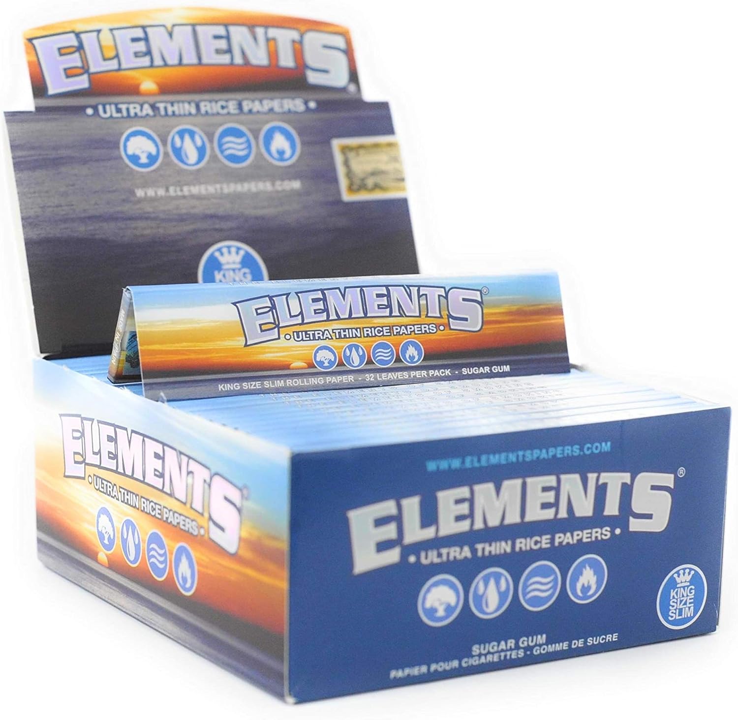 Elements King Size Slim Ultra Thin Rice Rolling Papers Box — Buy in Nairobi Kenya | Royal Mist