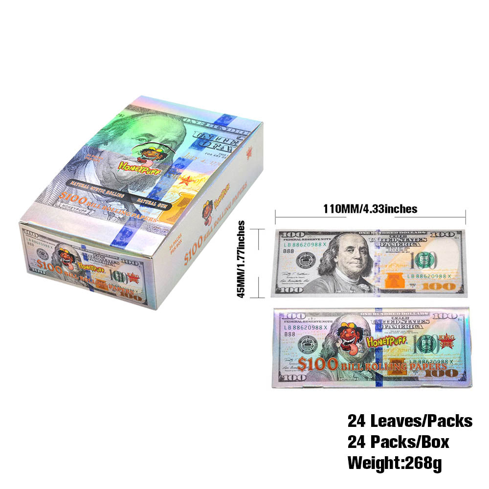 HoneyPuff $100 Dollar Bill King Size Rolling Papers Single Booklet — Royal Mist Nairobi Kenya