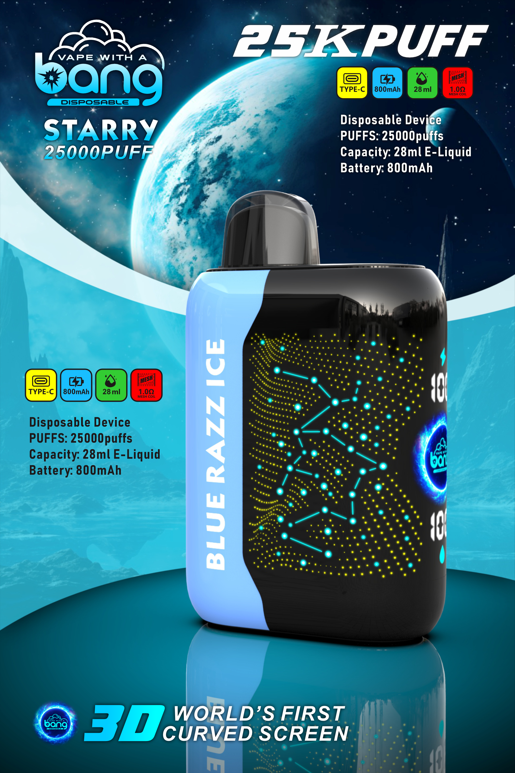 Bang Starry Galaxy 25000 – Blue Razz Ice