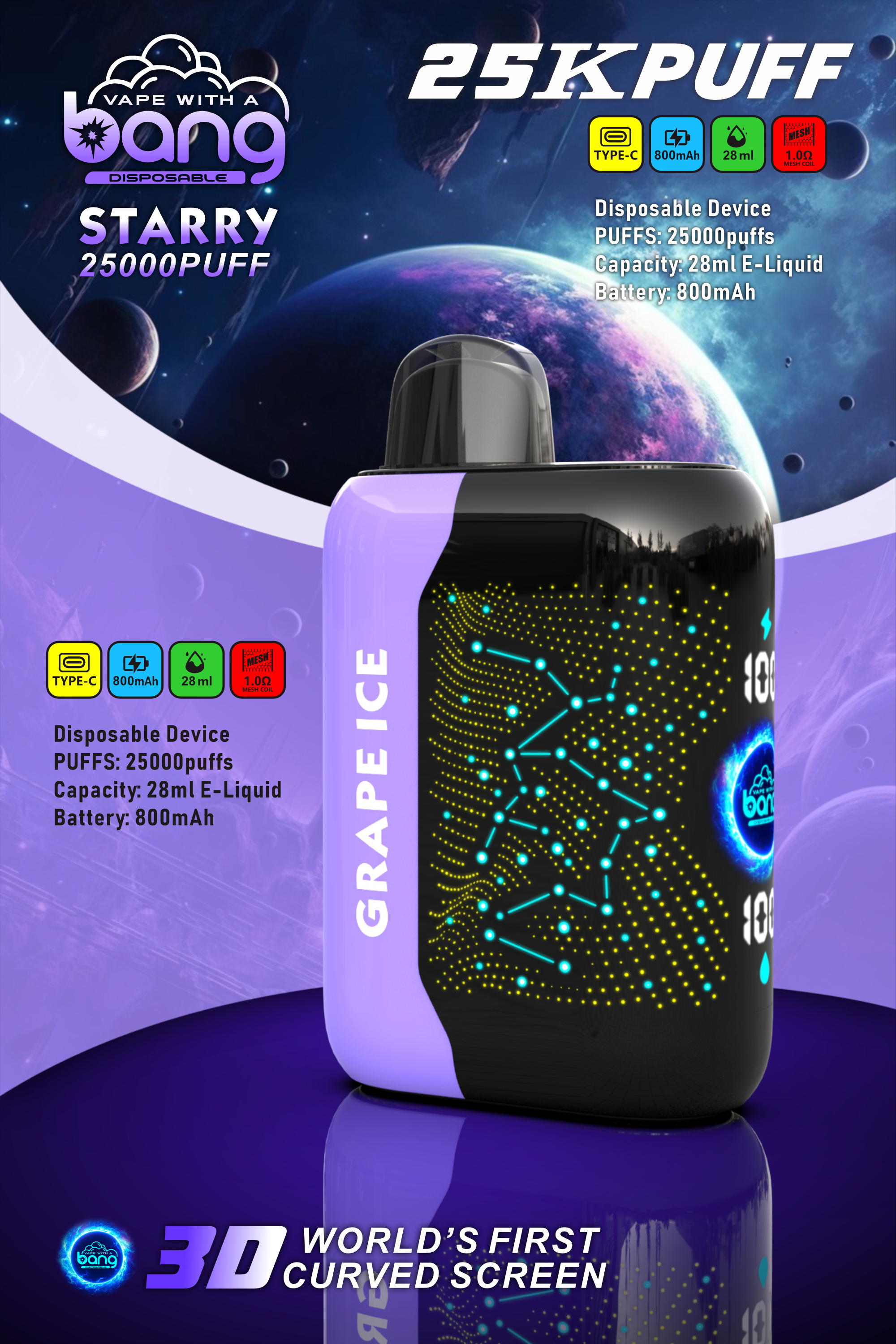 Bang Starry Galaxy 25000 – Grape Ice