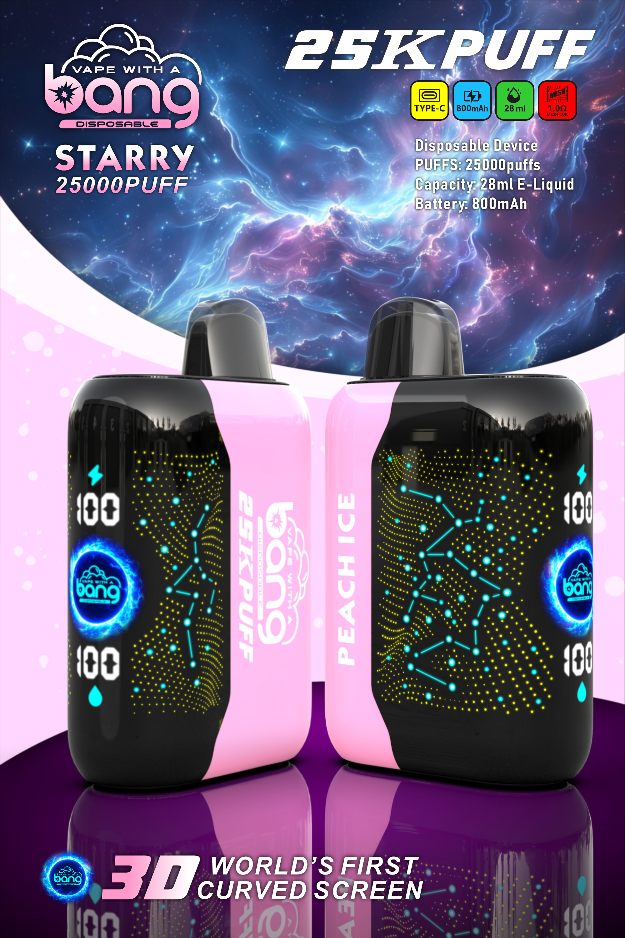 Bang Starry Galaxy 25000 – Peach Ice