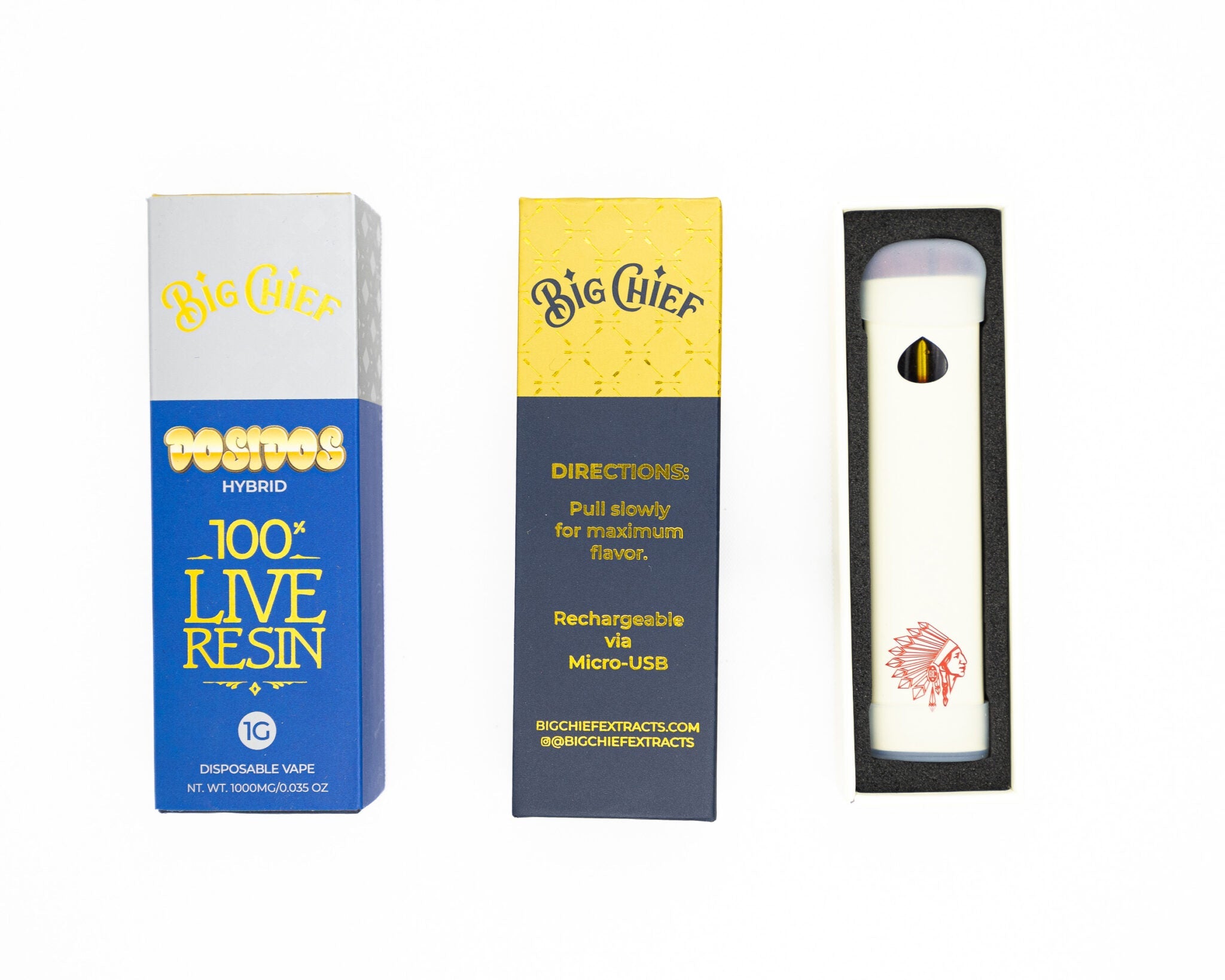 Big Chief Live Resin Dosidos Hybrid 1000mg Disposable Vape Cart - Royal Mist Nairobi