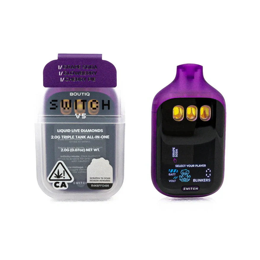 BOUTIQ Switch V5 Grape Soda x Glowberry x Cherry Pie Liquid Live Diamonds 2.0 - Royal Mist Nairobi