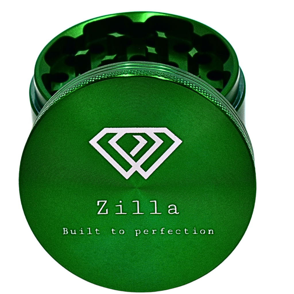 Zilla 60mm Herb Grinder Green – 4-Part Aluminium Kief Catcher Kenya