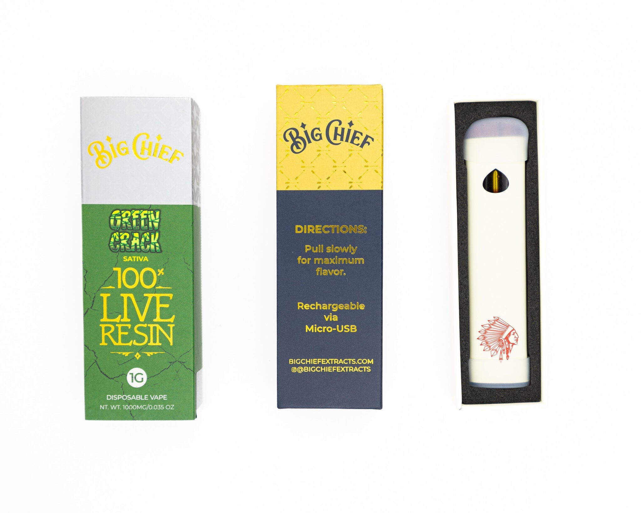 Big Chief Live Resin Green Crack Sativa 1000mg Disposable Vape Cart - Royal Mist Nairobi