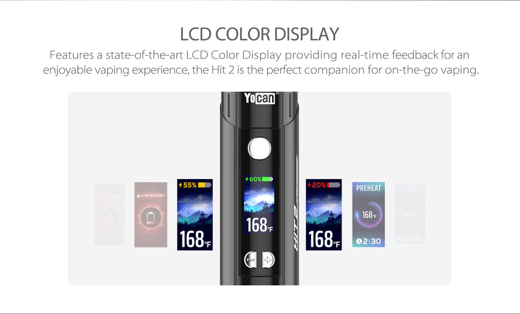 Yocan Hit 2 colour LCD temperature control 200F to 480F — Dry Herb Vaporizer Kenya | Royal Mist