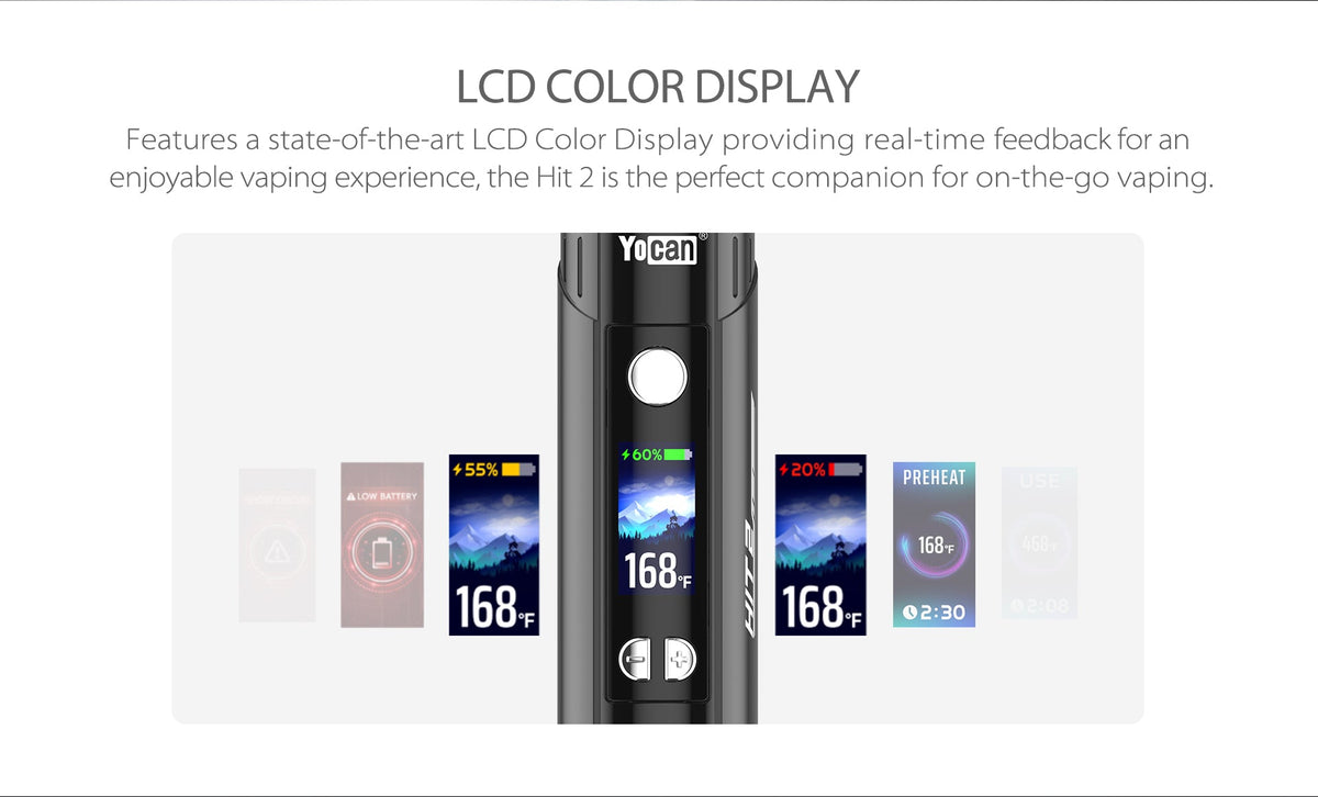 Yocan Hit 2 colour LCD temperature control 200F to 480F — Dry Herb Vaporizer Kenya | Royal Mist