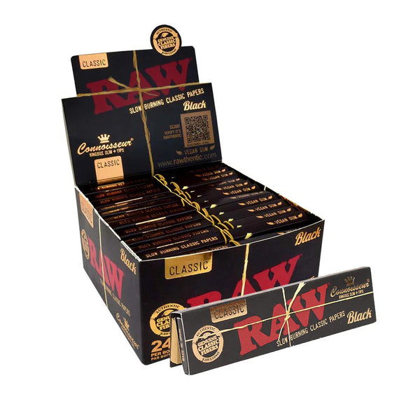 RAW Black Connoisseur King Size Slim Rolling Papers + Tips
