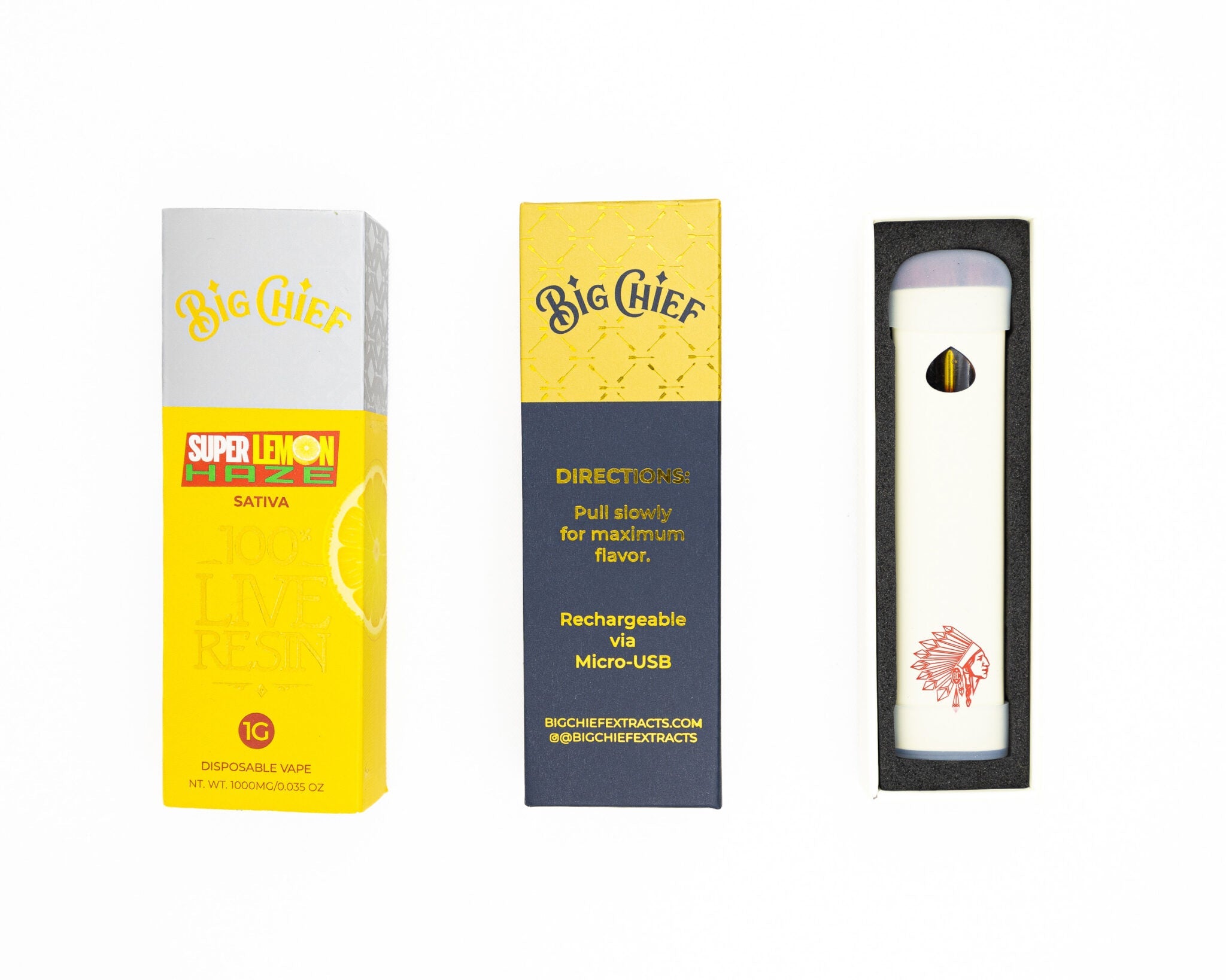 Big Chief Live Resin Super Lemon Haze Sativa 1000mg Disposable Vape Cart - Royal Mist Nairobi