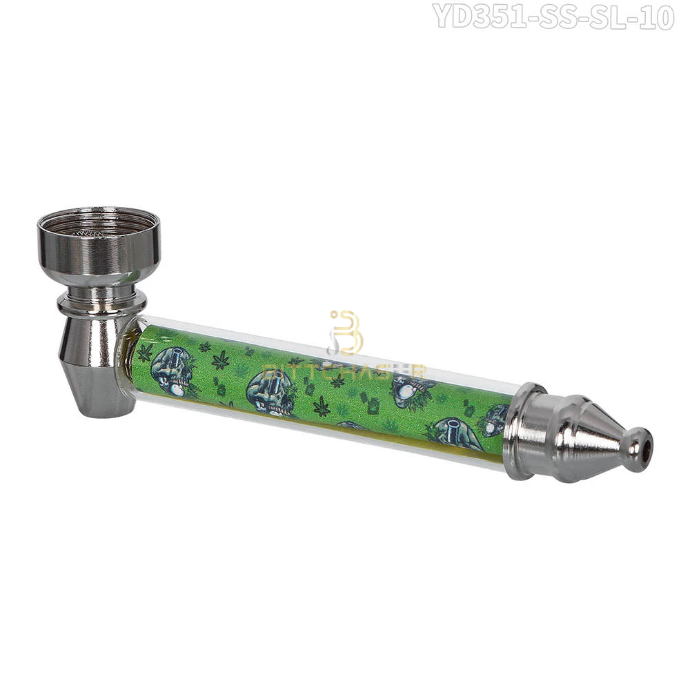 Sugar Skull Metallic Hand Pipe detail — Royal Mist Smoke Shop