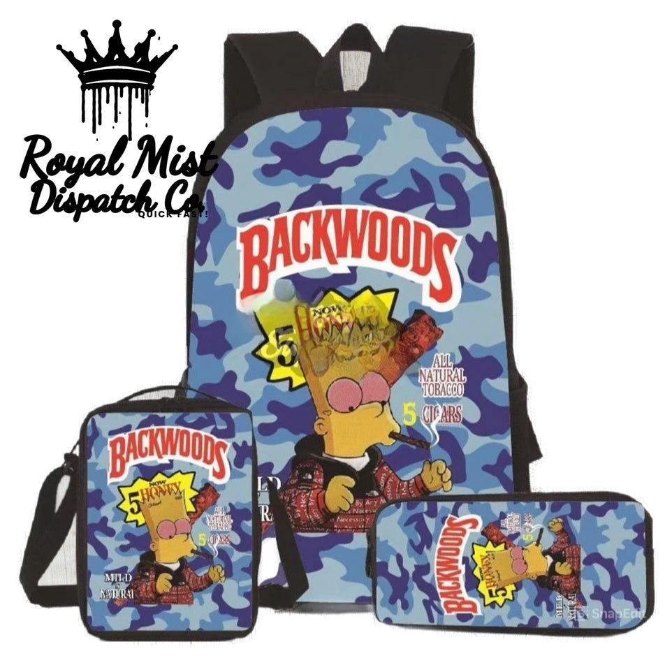 BACKWOODS Backpack Set 3Pcs Army Blue Royal Mist Nairobi Kenya