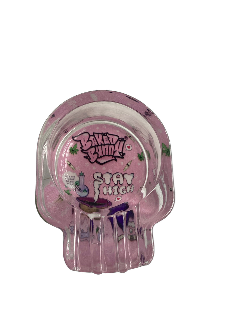 Baked Bunny Skull Art Glass Ashtray 95mm Royal Mist Nairobi Kenya 3