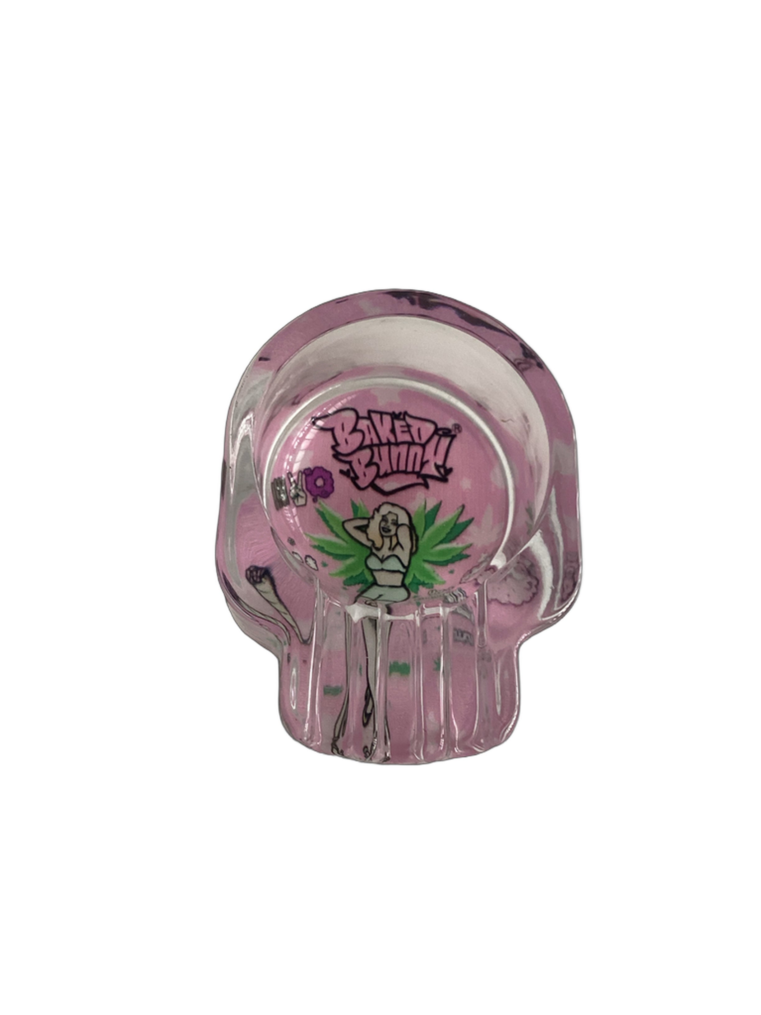 Baked Bunny Skull Art Glass Ashtray 95mm Royal Mist Nairobi Kenya 5