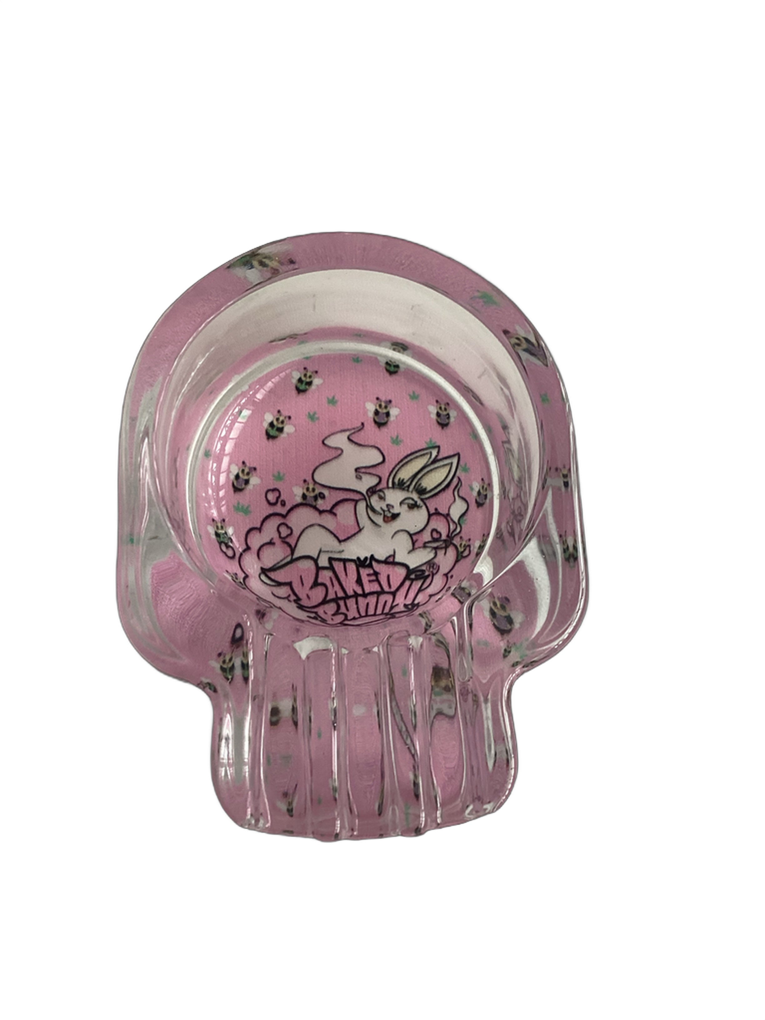 Baked Bunny Skull Art Glass Ashtray 95mm Royal Mist Nairobi Kenya 7