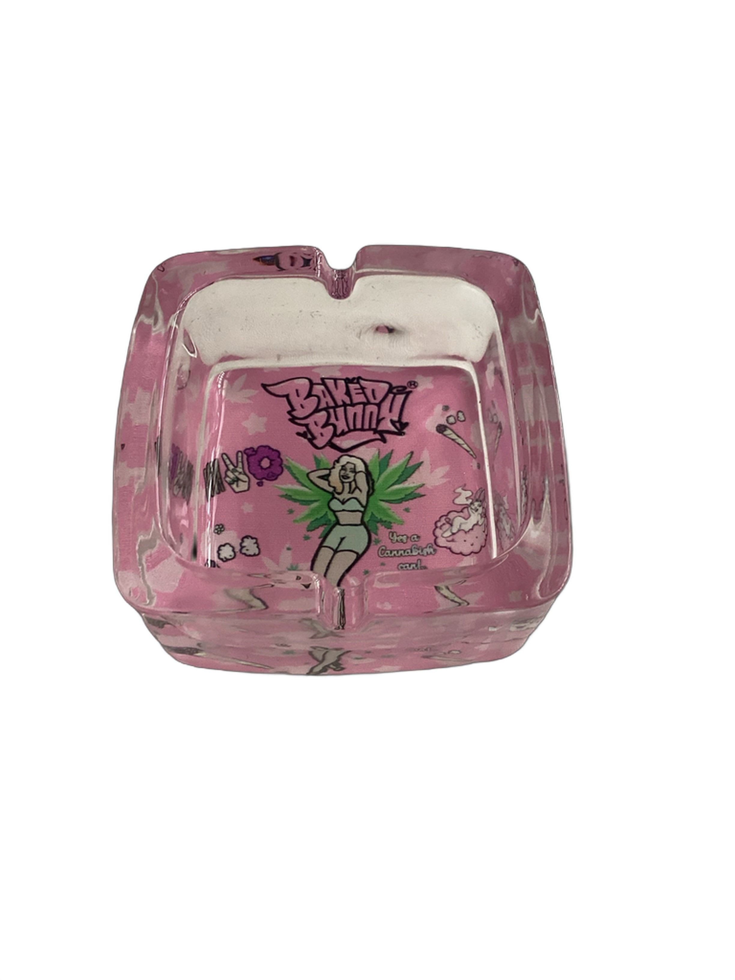 Baked Bunny Art Square Glass Ashtray 90mm Royal Mist Nairobi Kenya 3