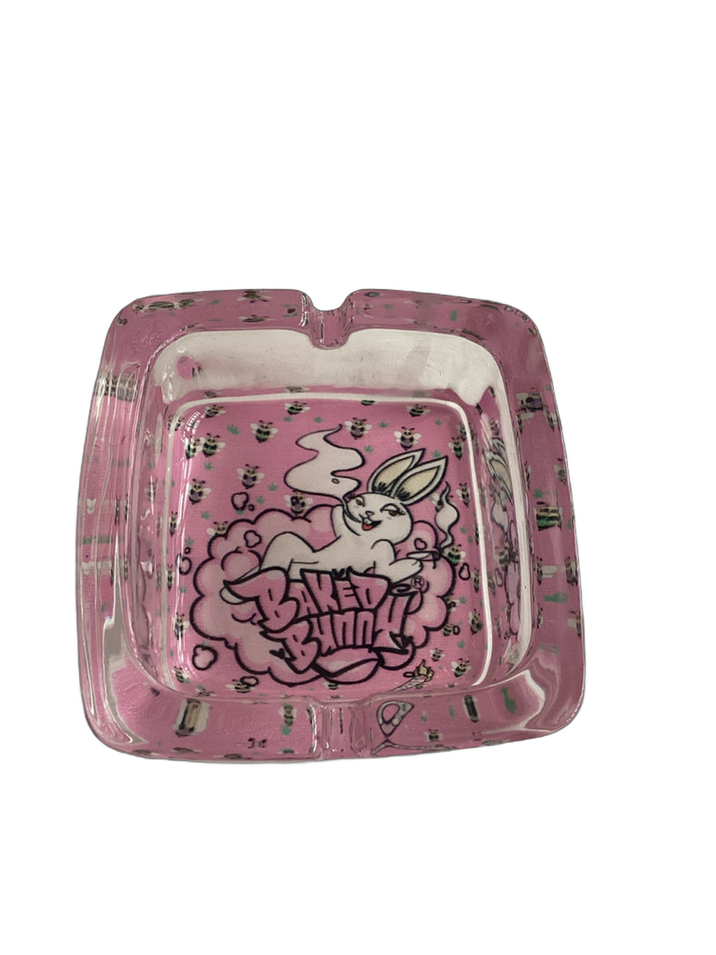 Baked Bunny Art Square Glass Ashtray 90mm Royal Mist Nairobi Kenya 5