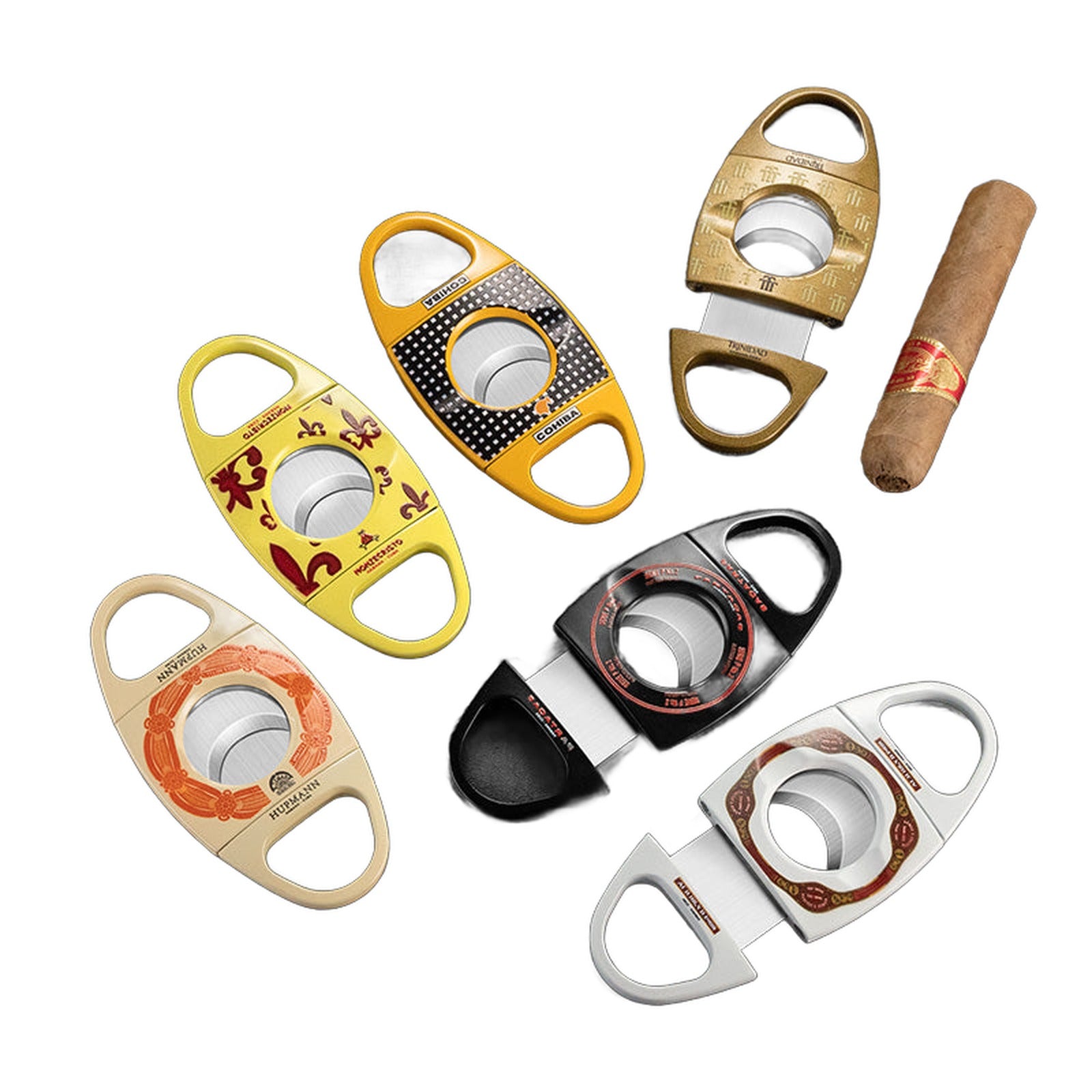 Double Edged V-Shaped Alloy Cigar Cutter in Polka Dot, Gold and Cream — Buy in Nairobi | Royal Mist
