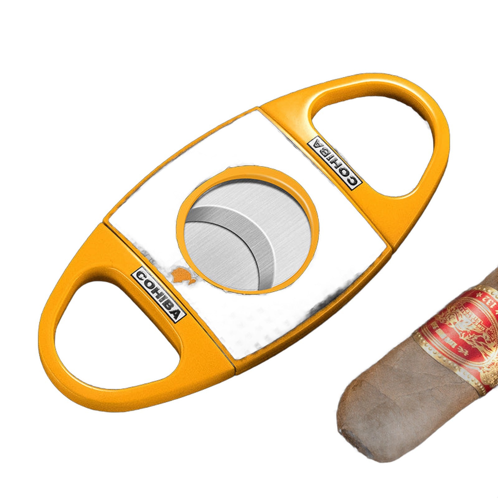 Double Edged V-Shaped Alloy Cigar Cutter slim oval body detail — Buy in Nairobi | Royal Mist