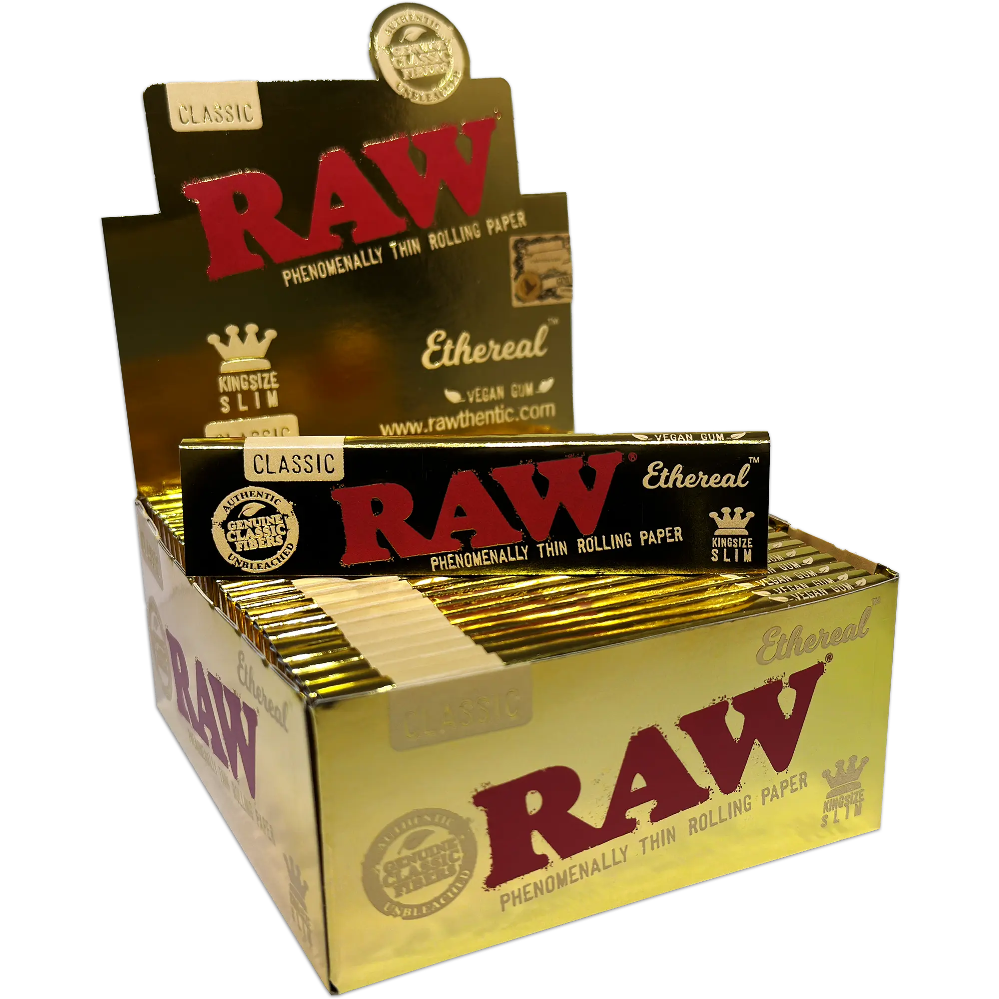 RAW Ethereal King Size Slim Rolling Papers Gold Box — Buy in Nairobi Kenya | Royal Mist Dispatch Co.