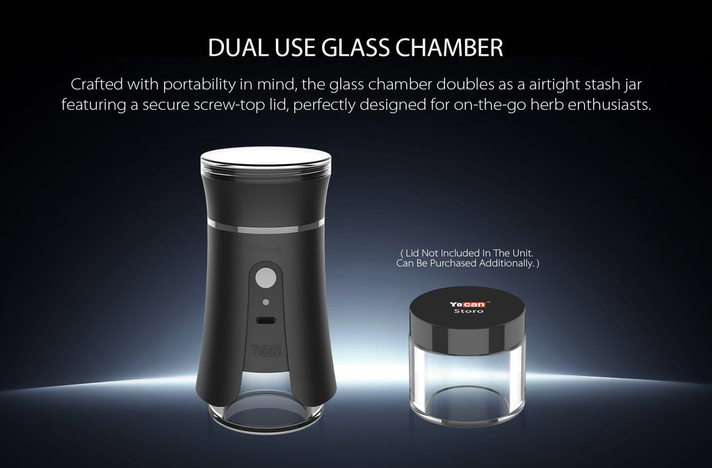 Yocan iShred transparent lid grinding view — Electric Herb Grinder Nairobi | Royal Mist