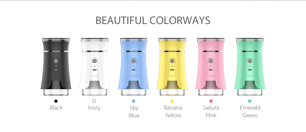 Yocan iShred colourways Black Ivory Sky Blue Banana Yellow Sakura Pink Emerald Green — Royal Mist Nairobi
