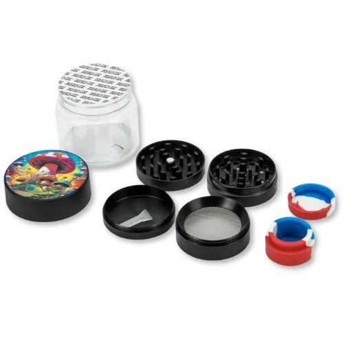 Mushroom Glass Ice Multi-Accessory Bong Set — Royal Mist