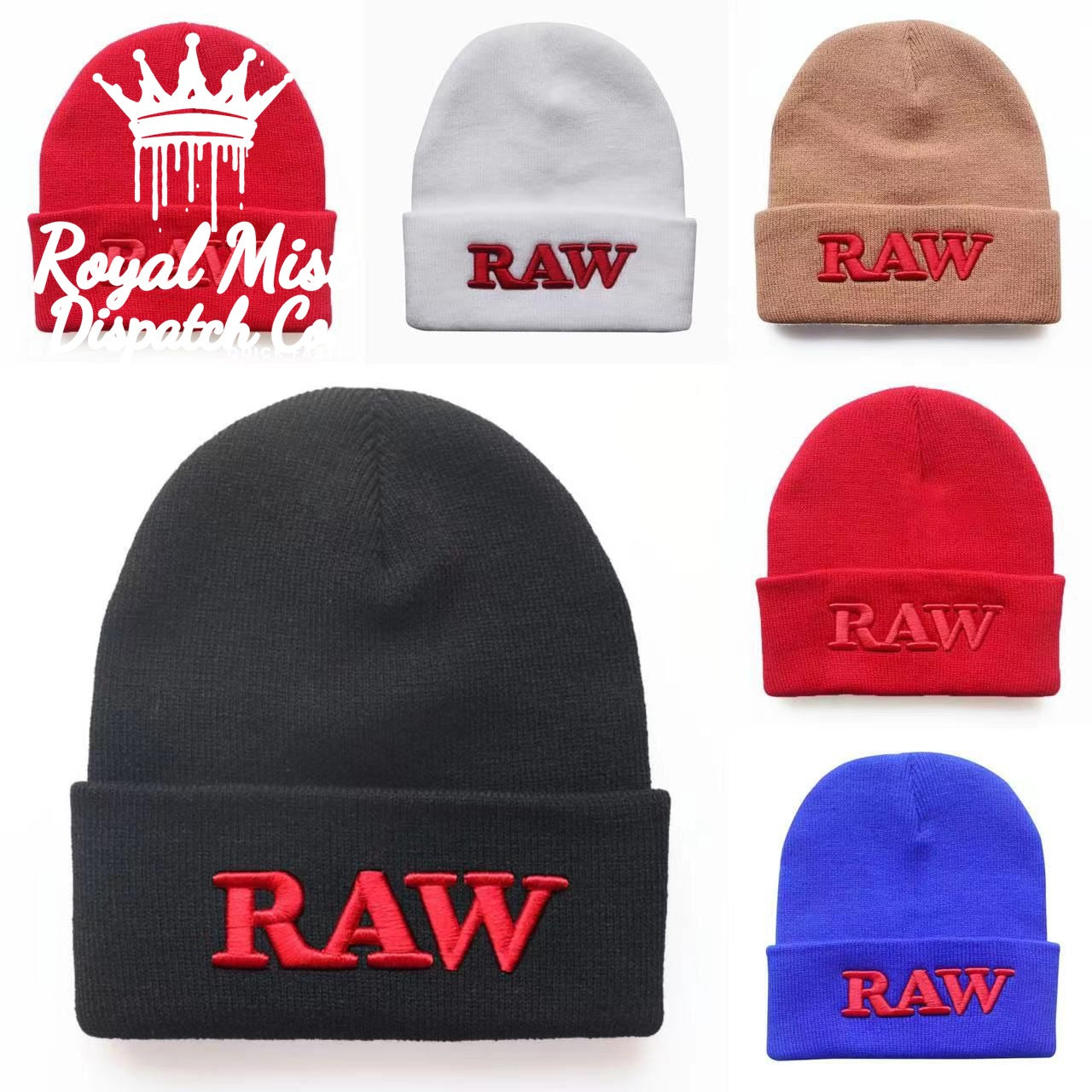 RAW Embroidery Beanie Hat Royal Mist Nairobi Kenya