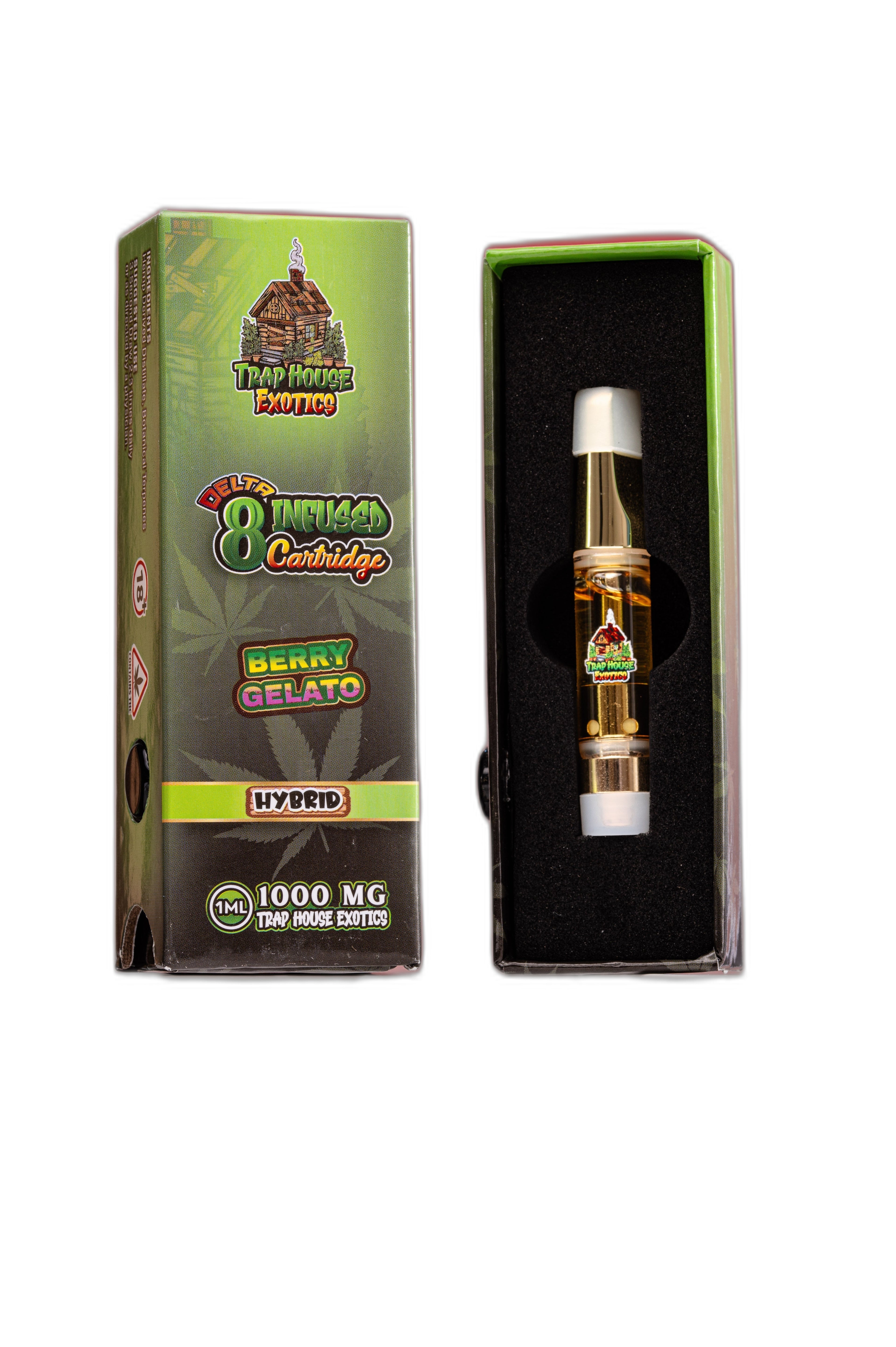 Trap House Exotics Hybrid 1000mg Delta-8 Vape Cartridges Berry Gelato Royal Mist Nairobi Kenya
