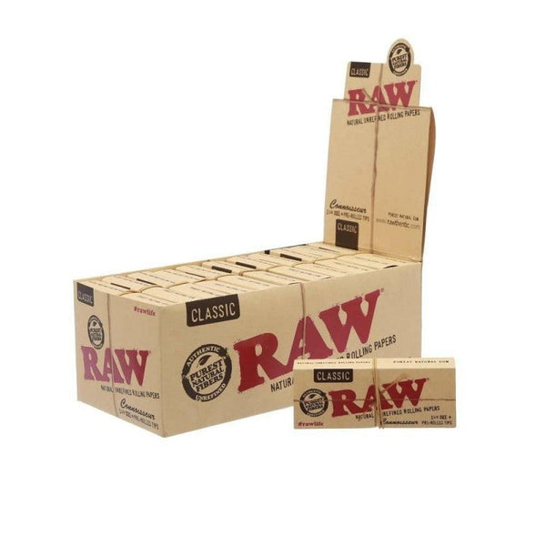 RAW Connoisseur 1¼ Medium Size Rolling Papers + Tips