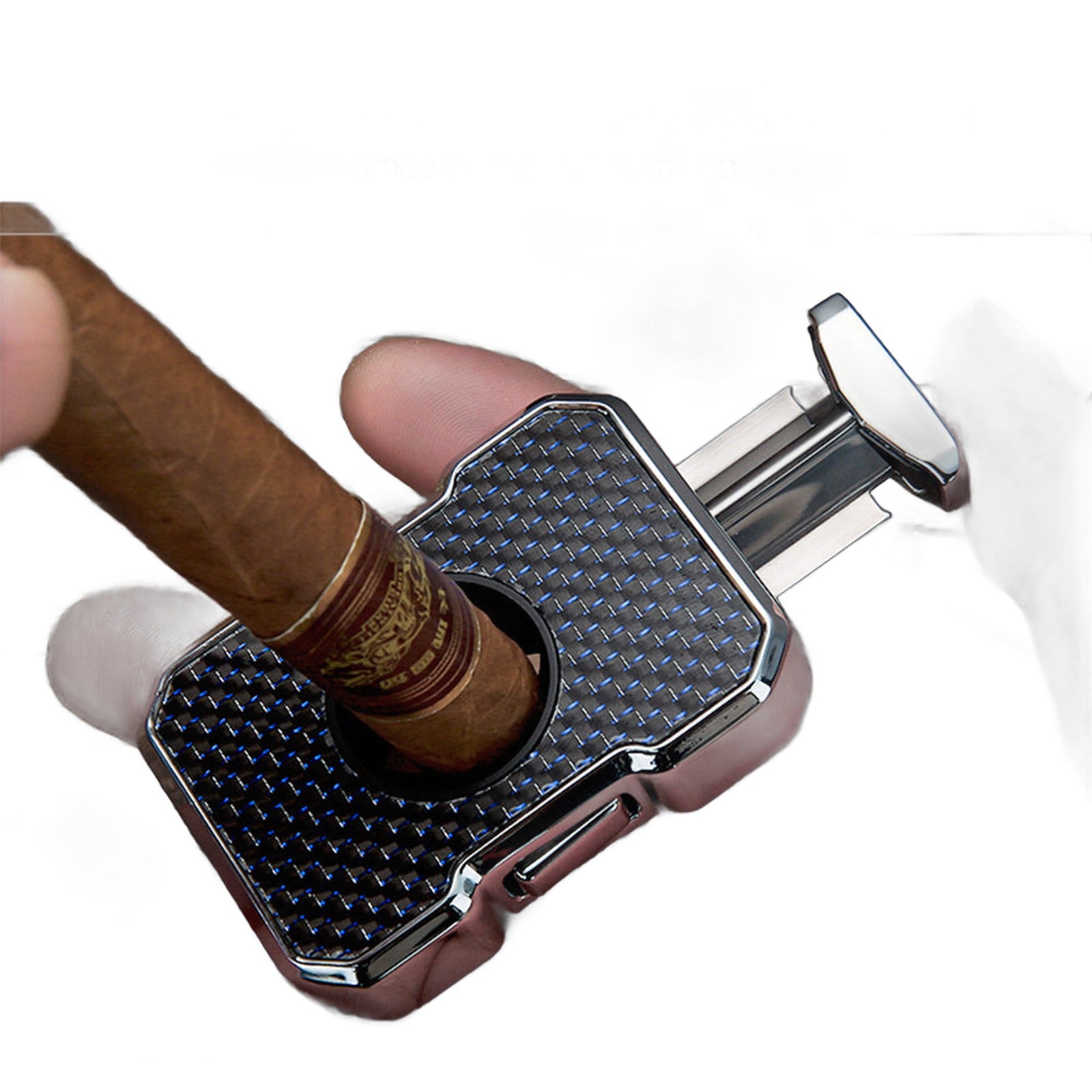 V-Shape Cut Cigar Cutter cutting a cigar in use — Buy in Nairobi | Royal Mist